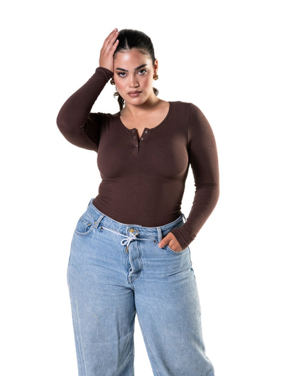 Marlowe & Co | Seamless Long Sleeve Thong Bodysuit