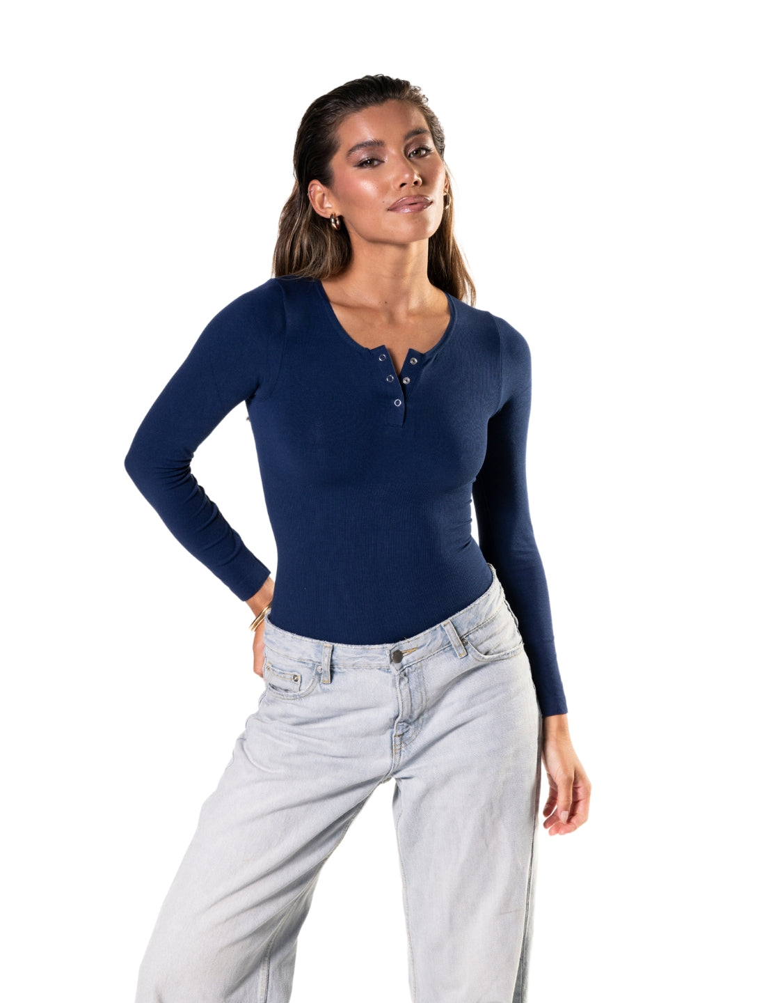 Marlowe & Co | Seamless Long Sleeve Thong Bodysuit