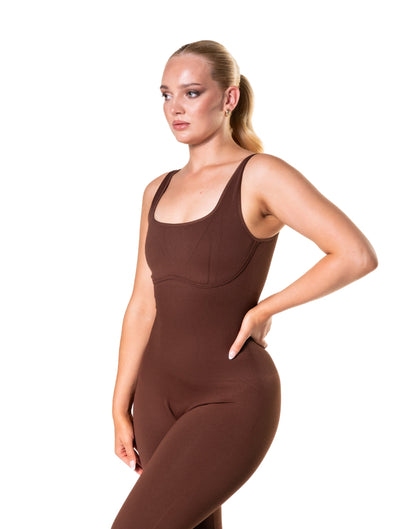 Marlowe & Co | Square Neck U-Back Flared Jumpsuit