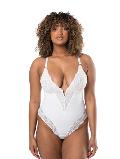 Marlowe & Co | V-Neck Half Laced Bodysuit