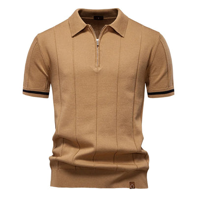 Short Sleeve Polo Shirt with Zip Collar