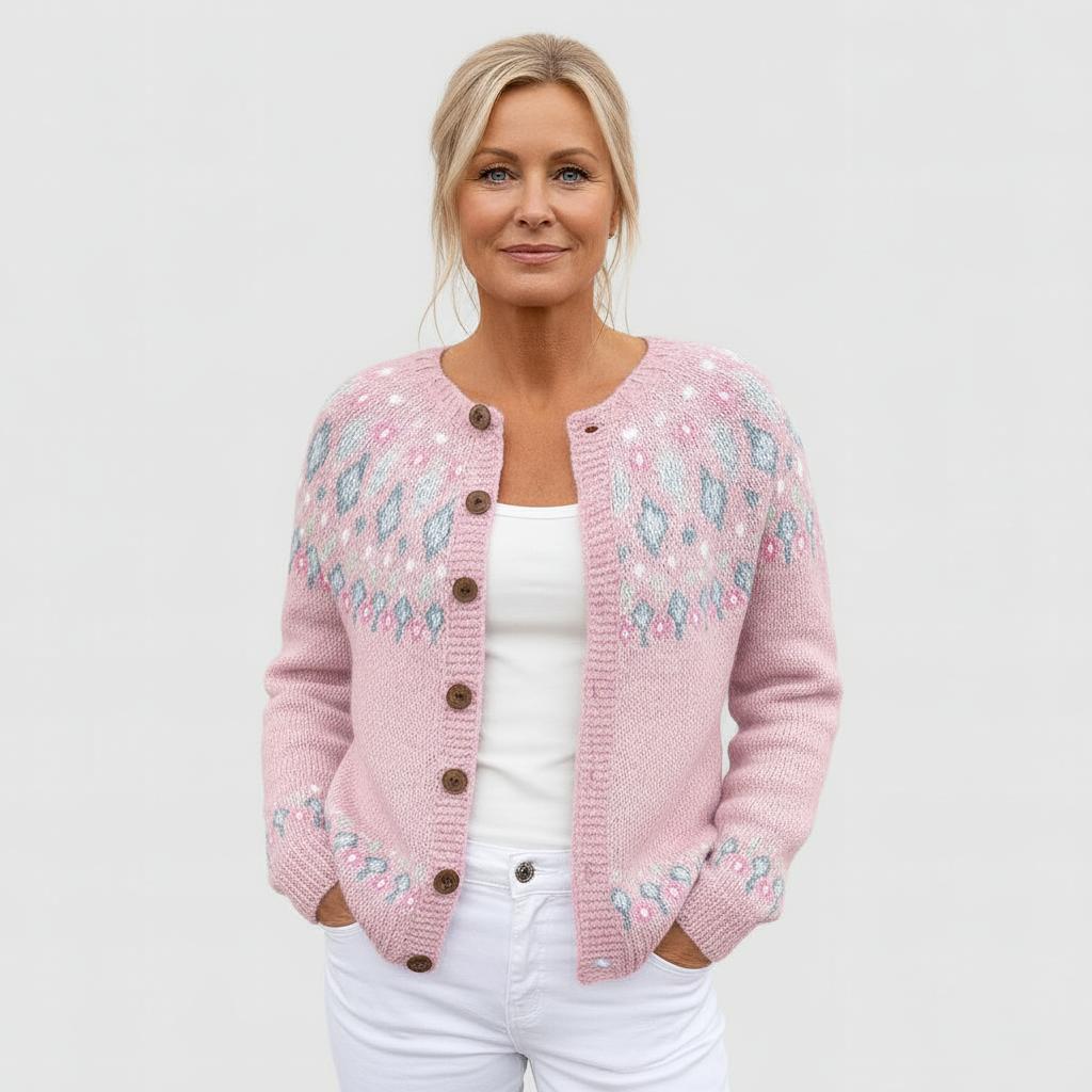 Elva™ | Loose Knit Cardigan with Pattern