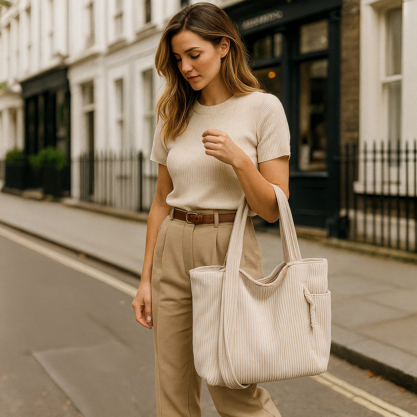 Marlowe & Co | Tess™ Ribbed Tote Bag