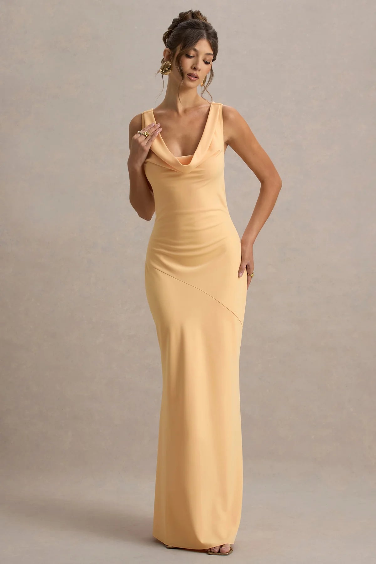 Marlowe & Co | Satin Cowl-Neck Maxi Dress