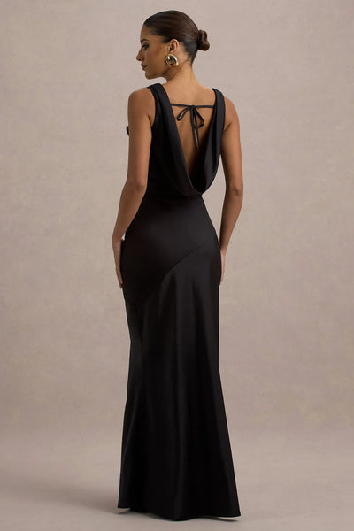 Marlowe & Co | Satin Cowl-Neck Maxi Dress