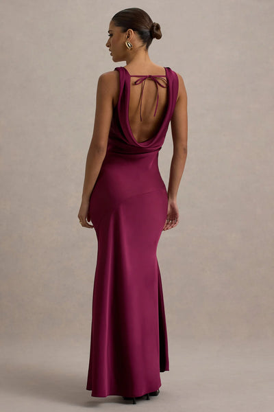 Marlowe & Co | Satin Cowl-Neck Maxi Dress