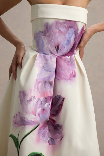 Marlowe & Co | Peony Floral Print Bandeau Skater Midi Dress