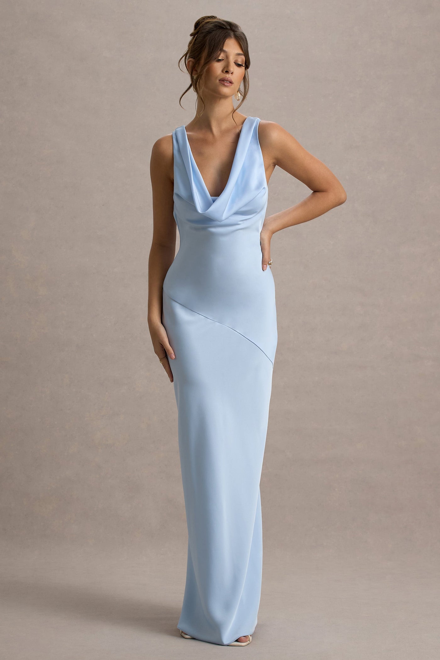 Marlowe & Co | Satin Cowl-Neck Maxi Dress
