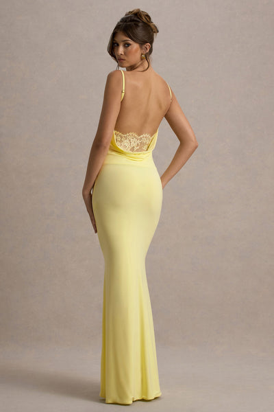 Marlowe & Co | Neck Backless Maxi Dress With Lace Insert