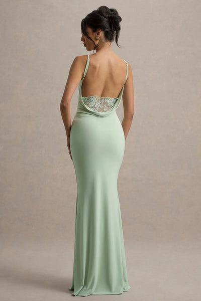 Marlowe & Co | Neck Backless Maxi Dress With Lace Insert