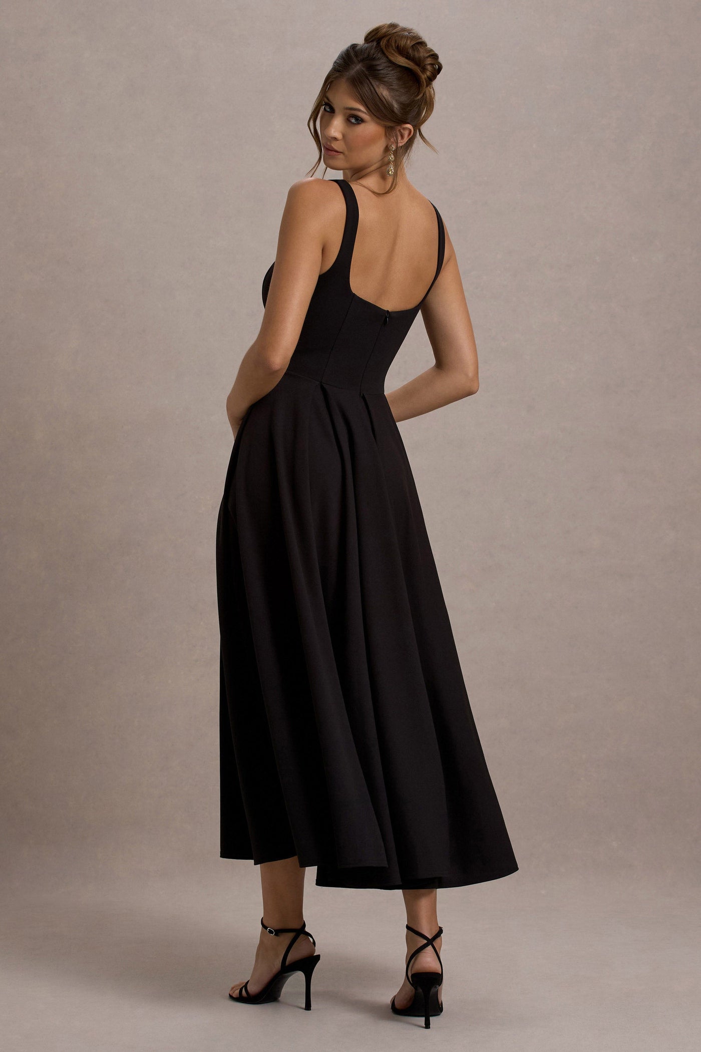 Marlowe & Co | White Strappy Volume-Hem Midi Dress