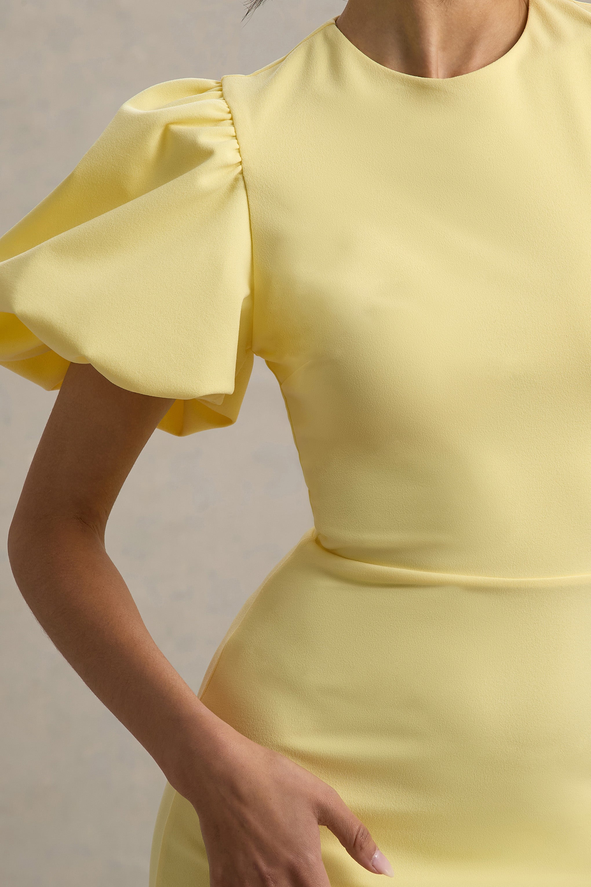 Dakota | Lemon Puff-Sleeve Midi Dress