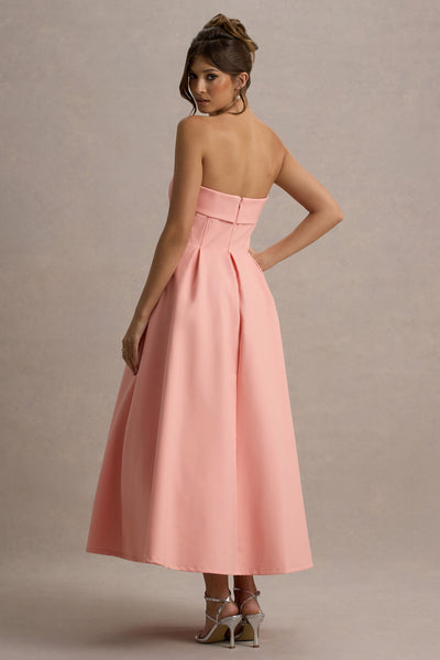 Marlowe & Co | Pink Bandeau Skater Midi Dress