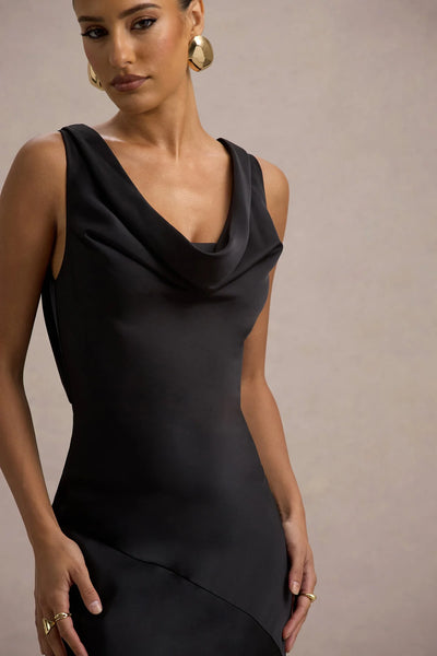 Marlowe & Co | Satin Cowl-Neck Maxi Dress
