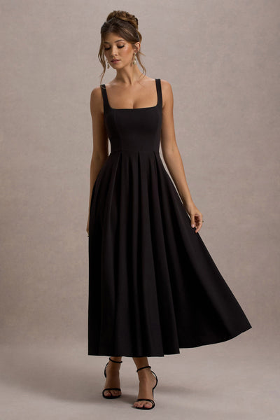 Marlowe & Co | White Strappy Volume-Hem Midi Dress