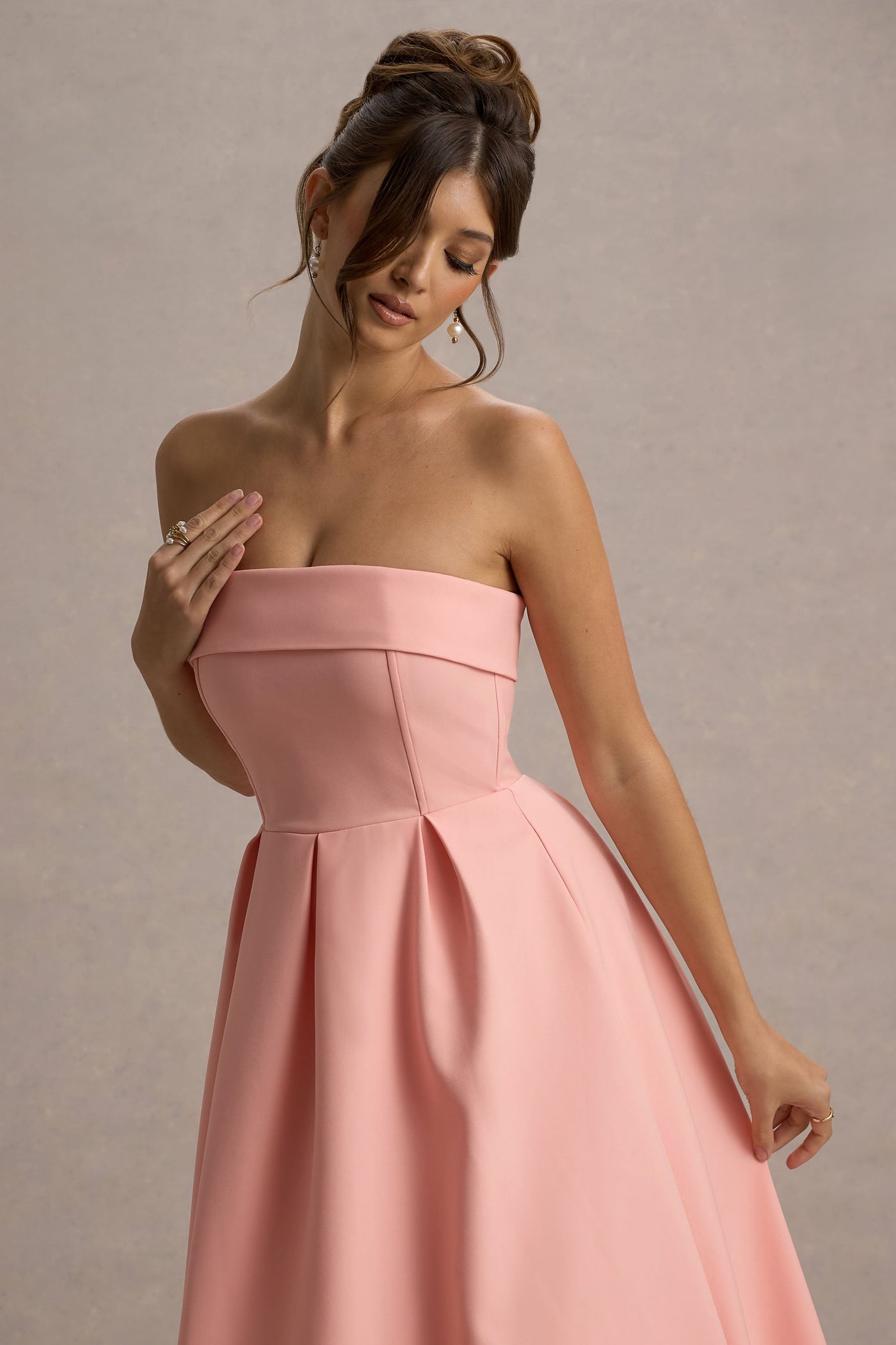 Marlowe & Co | Pink Bandeau Skater Midi Dress