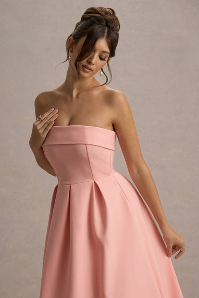 Marlowe & Co | Pink Bandeau Skater Midi Dress