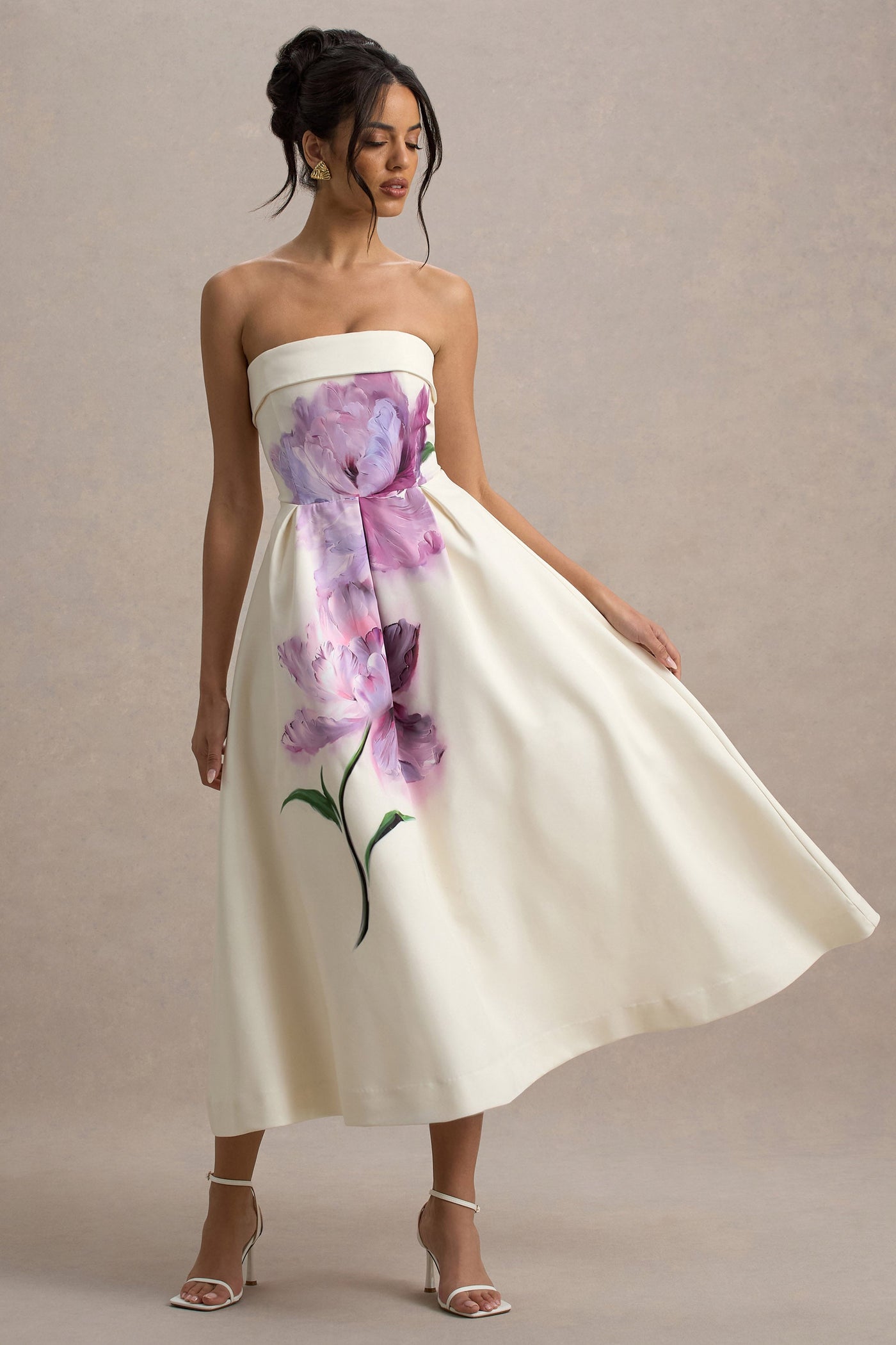 Marlowe & Co | Peony Floral Print Bandeau Skater Midi Dress