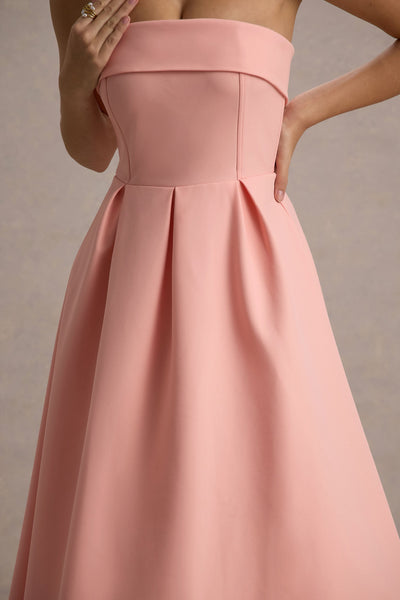 Marlowe & Co | Pink Bandeau Skater Midi Dress