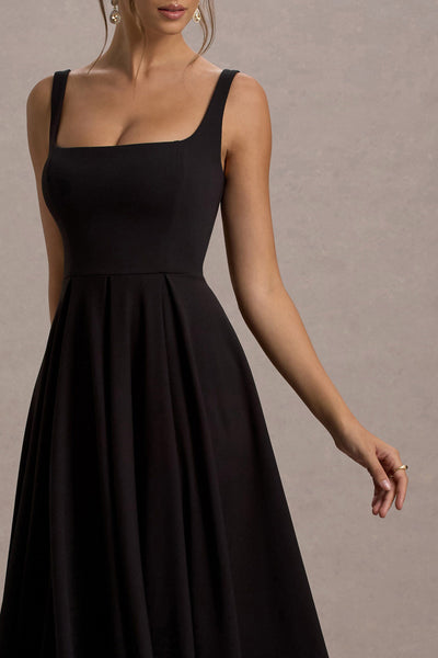 Marlowe & Co | White Strappy Volume-Hem Midi Dress