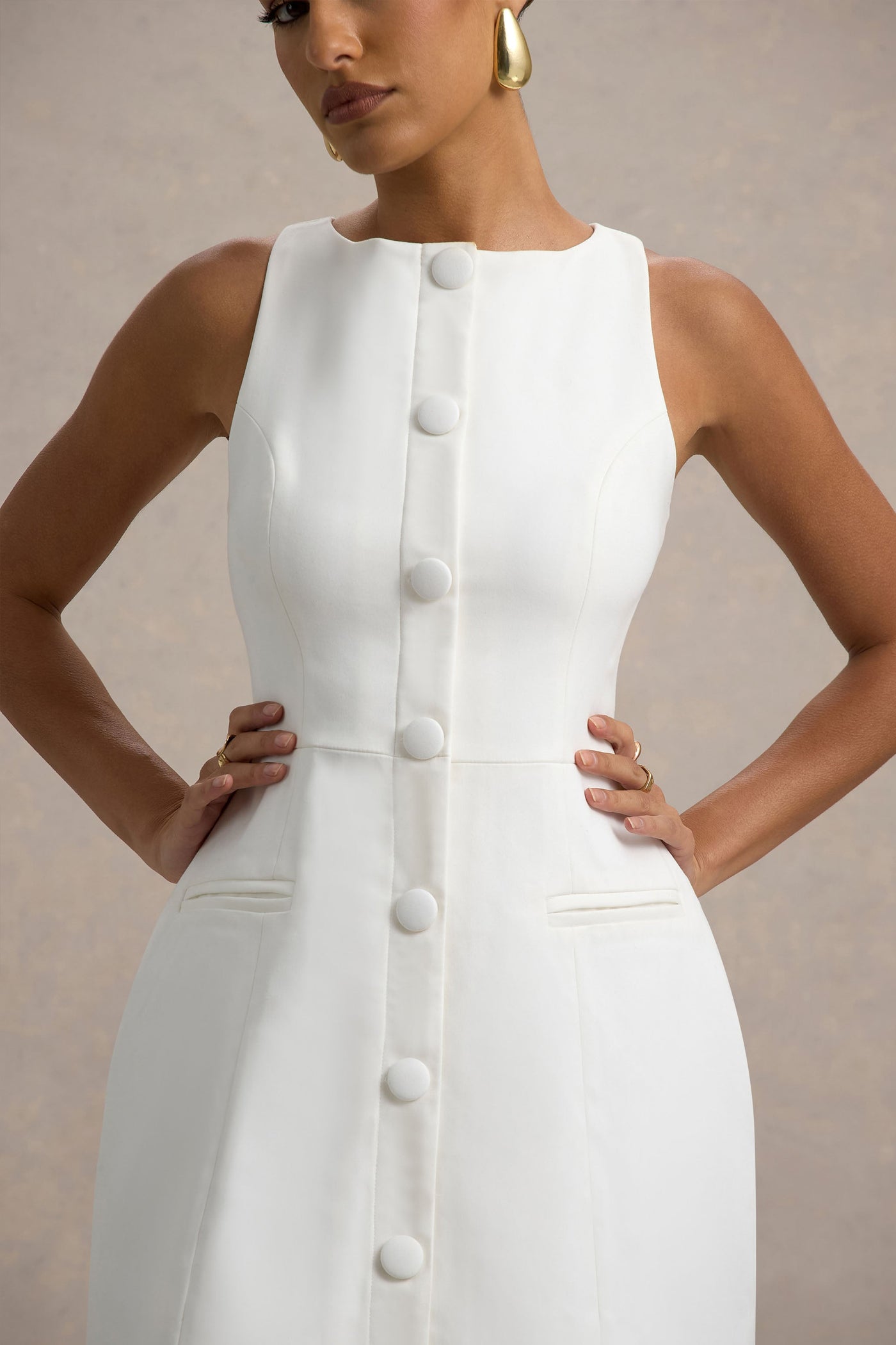 Marlowe & Co | White Tailored Sleeveless Mini Dress