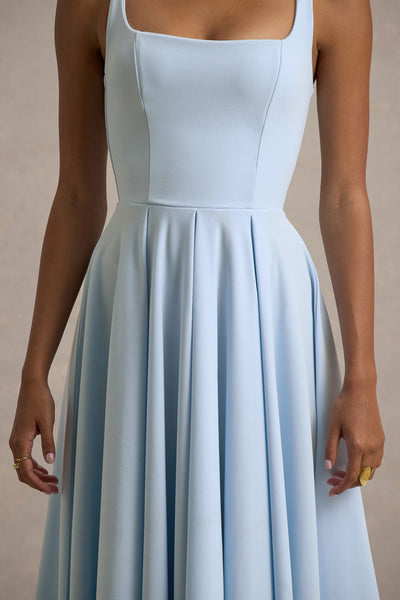 Marlowe & Co | White Strappy Volume-Hem Midi Dress