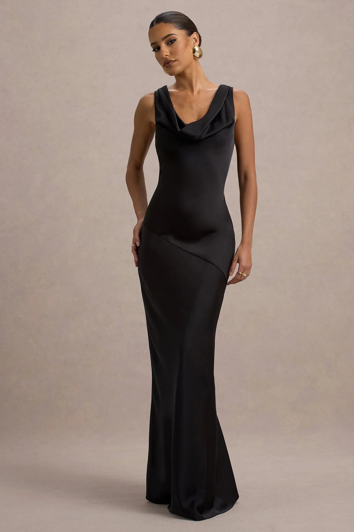 Marlowe & Co | Satin Cowl-Neck Maxi Dress