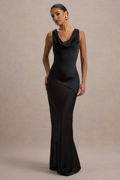 Marlowe & Co | Satin Cowl-Neck Maxi Dress