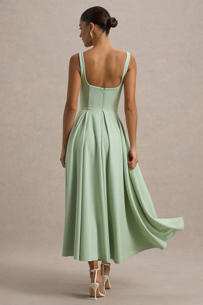 Marlowe & Co | White Strappy Volume-Hem Midi Dress