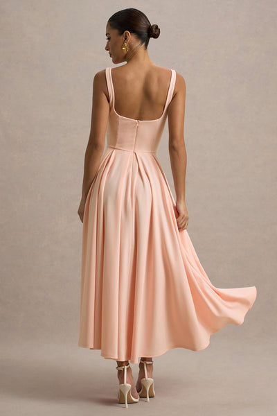 Marlowe & Co | White Strappy Volume-Hem Midi Dress